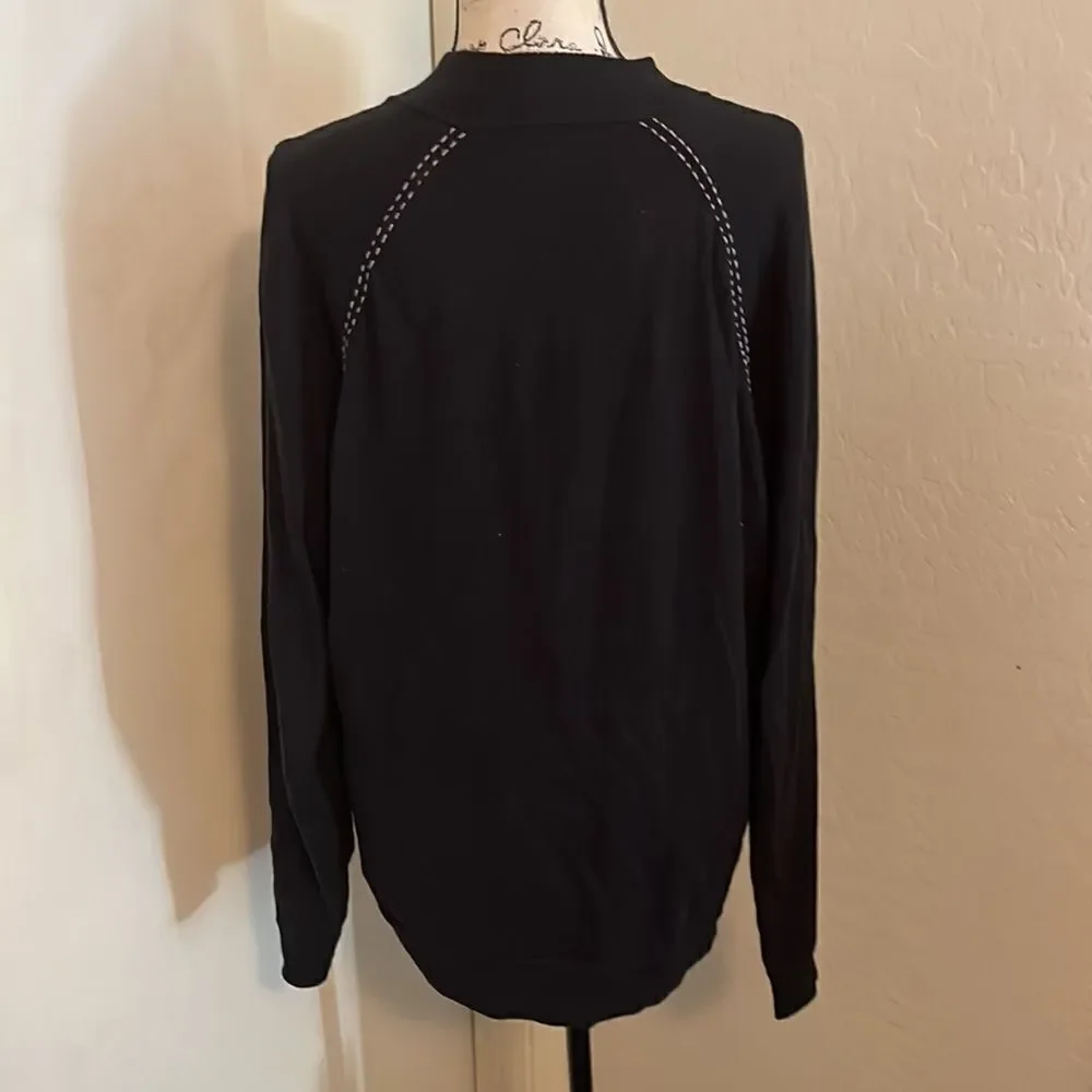 True Religion Black Zip Up Closure Sweater Casual Contemporary Active